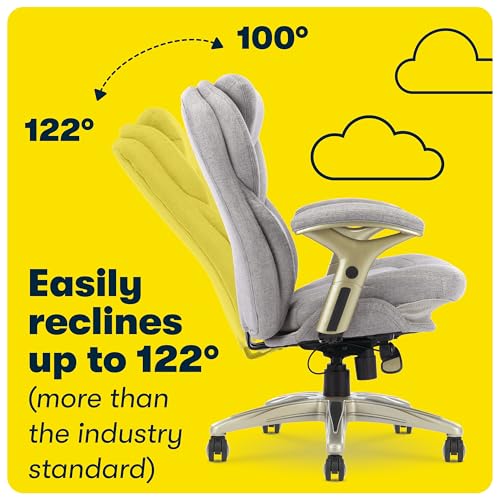Serta Ergonomic Executive Office Chair Motion Technology Adjustable Mid Back Design with Lumbar Support, Light Gray Fabric Serta