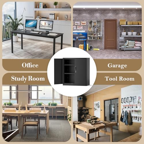 Athena Collection Metal Storage Cabinet with Doors and Shelves, 36" Garage Storage Cabinet with Lock for File, Home, Office, School, Garage, Black Athena Collection