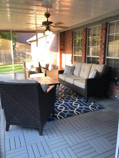 36 sq. ft Plastic Interlocking Deck Tiles, 36 Pack,12"x12" Waterproof Outdoor Flooring All Weather Use, Patio Floor Decking Tiles for Porch Poolside Balcony Backyard, Dark Grey MinCHI257