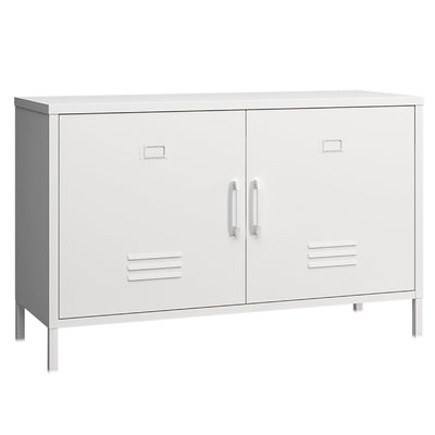 Elitehouse 2 Door Metal Accent Cabinet,White Metal Storage Cabinet with Adjustable Shelf,2-Tier Office Cabinet,Multipurpose Metal Locker Storage Cabinet for Office Home,Music Studio
