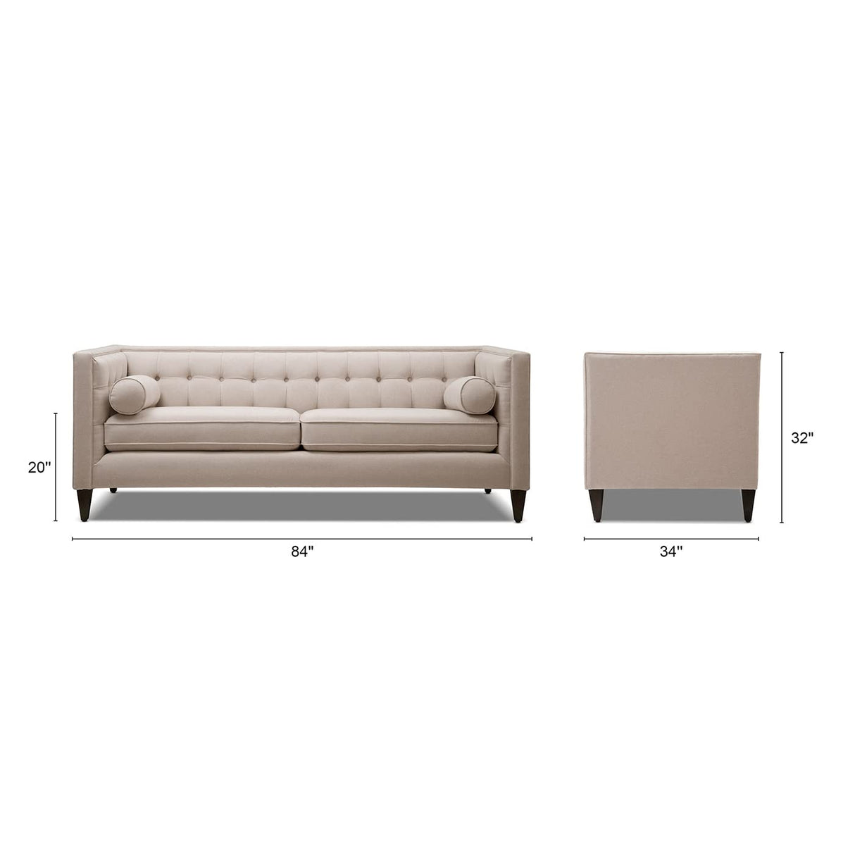 Jennifer Taylor Home Kinsley 84" Modern Tuxedo Tufted Sofa, Sky Neutral Beige Polyester Jennifer Taylor Home