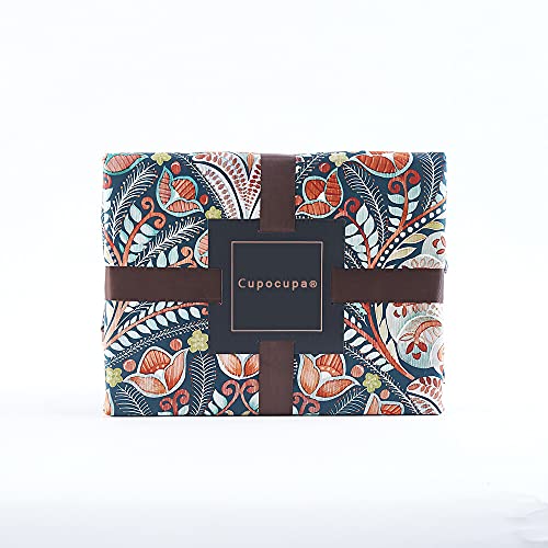 Cupocupa King Duvet Cover Set - 3pc Dark Navy Paisley Boho Bedding - Luxury Art Deco Floral Botanical Print, Soft Microfiber Reversible Quilt Cover with Pillowcases (King, 104"x90") Cupocupa