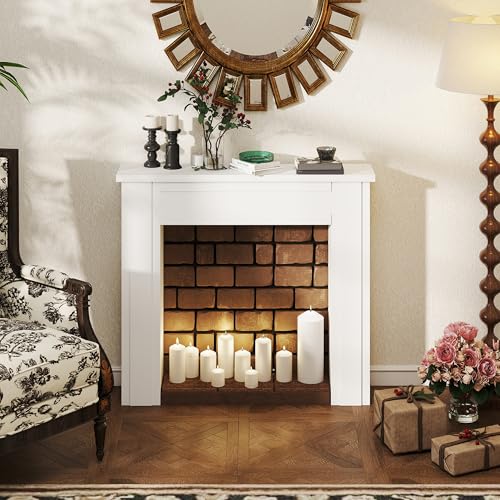 HOMCOM Modern Fireplace Mantel, Freestanding Fireplace Surround with Leg for Electric Fireplaces, 44.7" W x 40" H, White HOMCOM
