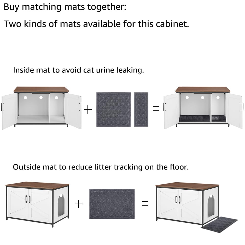 unipaws Extra Large Cat Litter Box Enclosure Furniture with Top Opening, XL Washroom Bench for Cats with Removable Divider, Jumbo Automatic Litter Box Cover and Hidden Cat Box unipaws