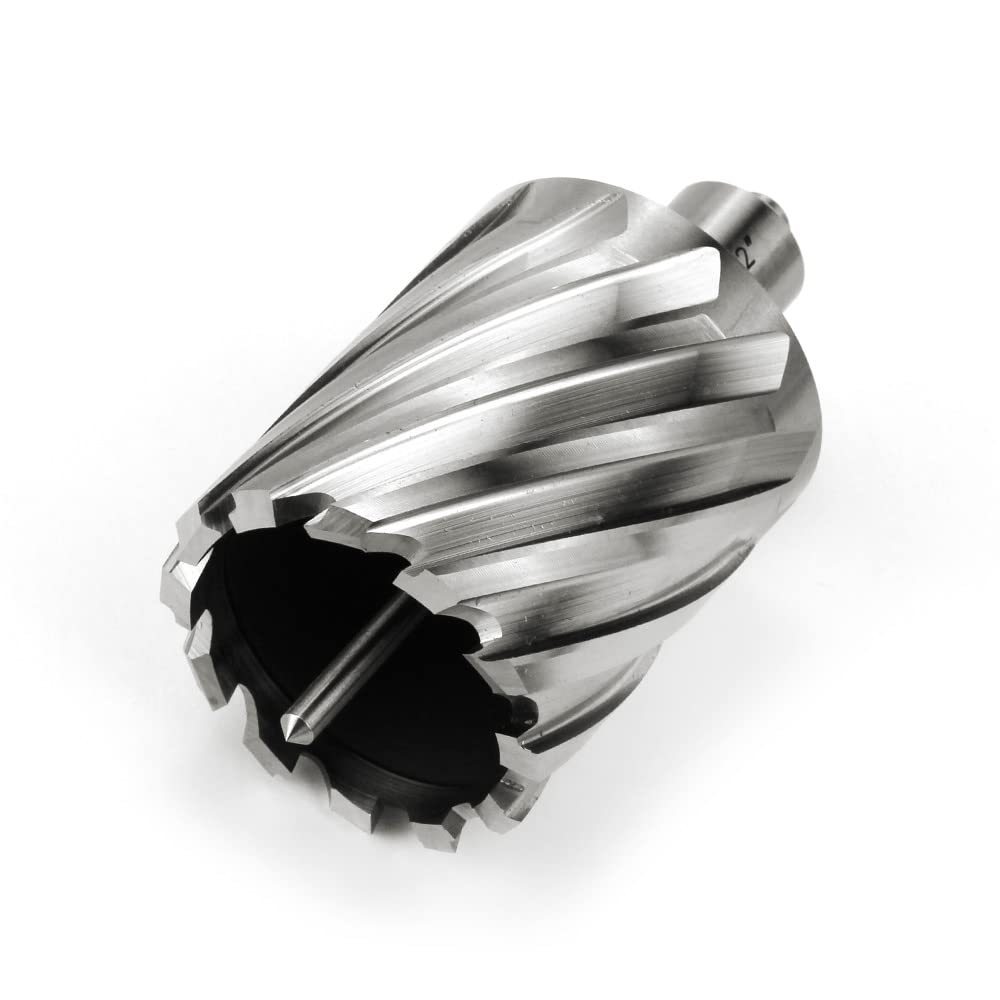 OSCARBIDE Annular Cutter 2 inch Cutting Diameter 2 inch Depth of Cut,3/4 inch Weldon Shank 2 Flat Mag Drill Bit with Pilot Pin for Magnetic Drill Press,1 Piece OSCARBIDE