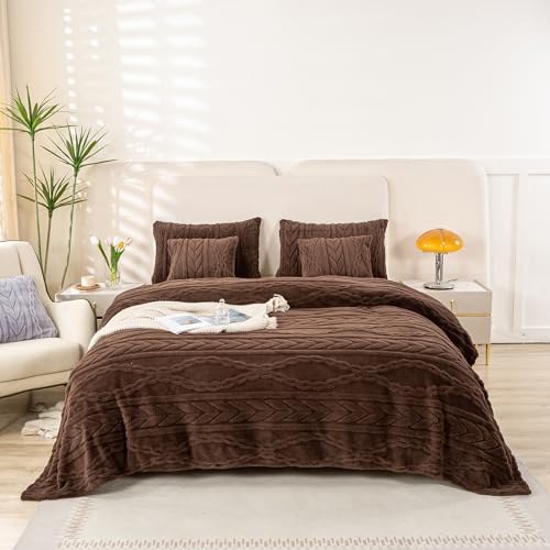 YUSOKI Twin XL Blanket Single Layer,Weight(3.1lb),370GMS-3D Stylish Design for Gift Home Decor (Brown,65"x90") YUSOKI