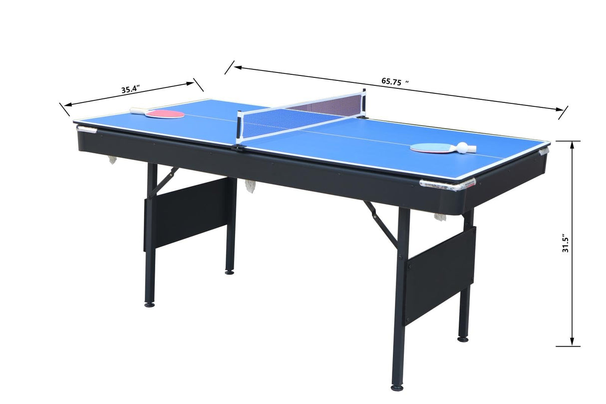 Multi Game Table, Portable Pool Table, Ping Pong & Dining Table Combo, 68.5-inch Foldable Billiard Table for Adults & Kids with Billiard Accessories and Tennis Paddles (3-in-1 Pool Table - Green) INOTEVERITORY