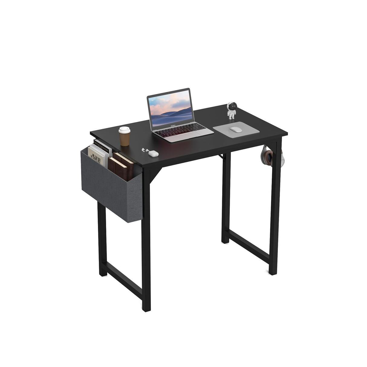 DUMOS 32 Inch Office Small Computer Desk Modern Simple Style Writing Study Work Table for Home Bedroom - Wood Black DUMOS