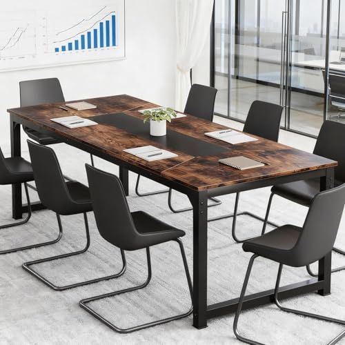 Tribesigns 6.6 ft Rectangular Conference Table, 78.7'' Meeting Table for 6-8 People, Industrial Seminar Training Table for Office Room Boardroom, Rustic Brown Tribesigns