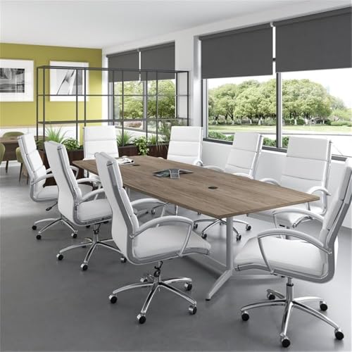 BOWERY HILL 120W Boat Shaped Conference Table in Modern Hickory BOWERY HILL