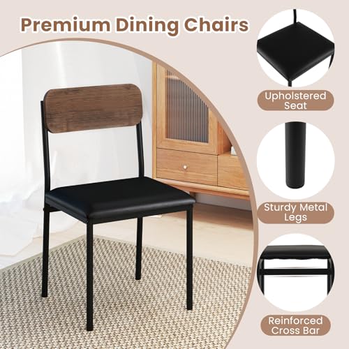 Giantex 5-Piece Dining Table Set for 4, 43.5" Round Kitchen Table and 4 Upholstered Dining Chairs with Drop Leaf Tabletop, Sturdy Metal Frame, Space Saving Farmhouse Dinette Set for Dinette Dinner Giantex