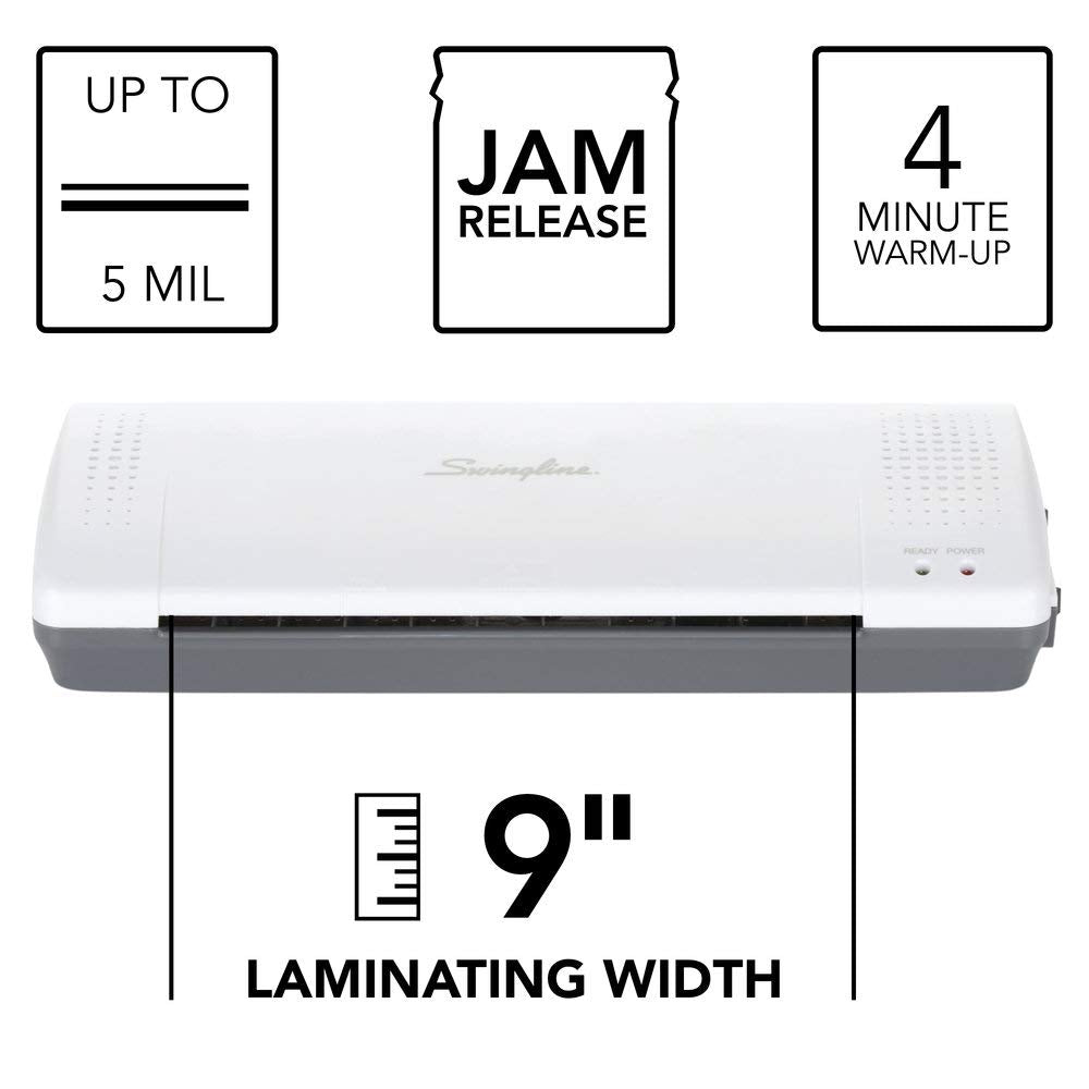 Swingline GBC Thermal Laminator Machine, Inspire, 9 Inch, Quick Warm-Up, 3 or 5 Mil, with 5 Standard Laminating Pouches for Home, Office and Classroom, Black (1701857) GBC