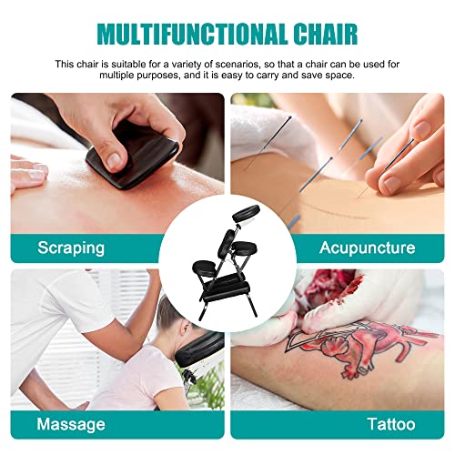 Nova Microdermabrasion Portable Massage Chair Foldable Tattoo Therapy Chair 4 Inches Thickness Sponge Face Cradle Spa Salon Massage Chair (Black) Nova Microdermabrasion