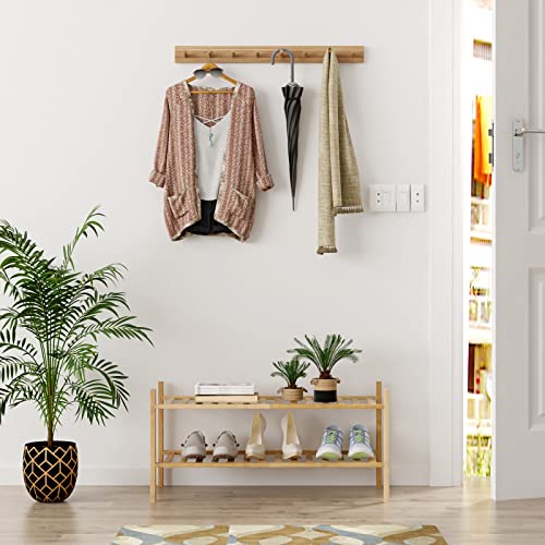 2-Tier Shoe Rack for Closet, Stackable Bamboo Shoe Rack for entryway, Hallway, Bathroom, Multifunctional Utility Free Standing Shoe Shelf Z&L HOUSE