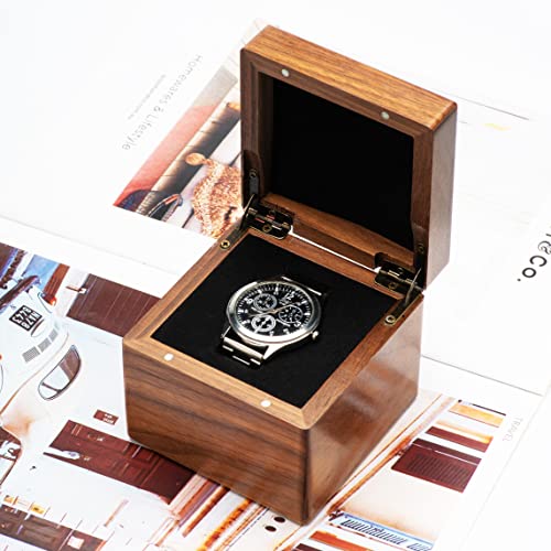 COSISO Single Walnut Wooden Watch Gift Box Watch Storage Travel Case Organizer for Men and Women Wristwatch Display Box Holder COSISO