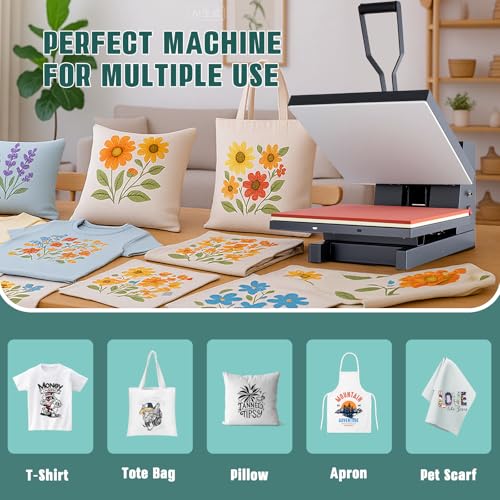 OLIXIS Heat Press, 15x15 Heat Press Machine for T Shirts with LCD Display & Memory Mode, 1200W Heat Transfer Machine for Bags, Pillows, Aprons OLIXIS