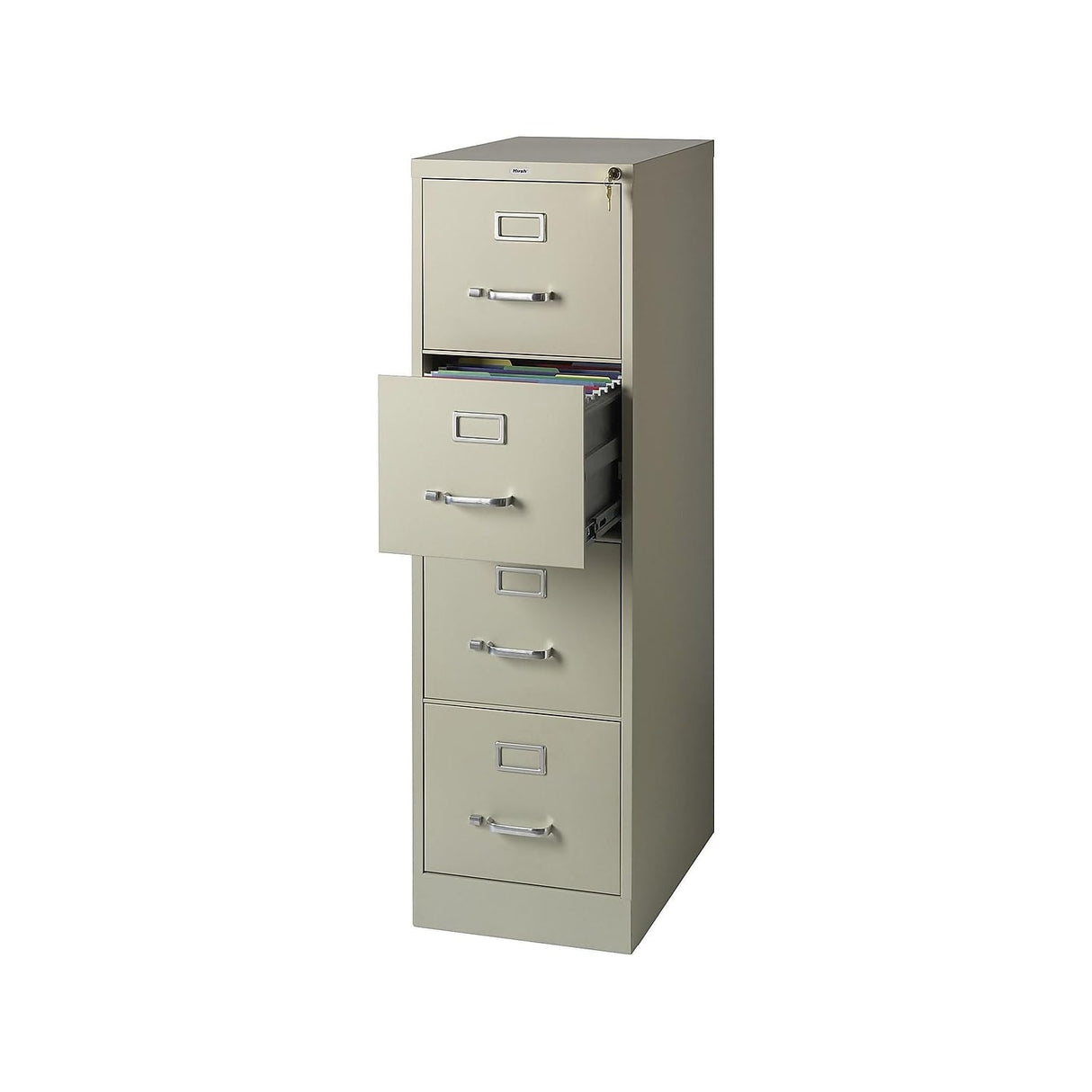STAPLES Commercial 4-Drawer Vertical File Cabinet, Locking, Letter, Putty/Beige, 22-inch D (22336D) STAPLES
