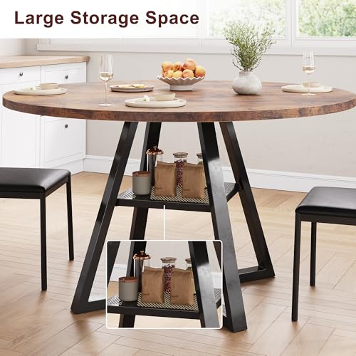 Jocoevol Round Dining Table for 4,Kitchen Dining Room Circle Dinner Pedestal Table,Space Saving Wood Kitchen & Dining Room Furniture (Vintage, 42In) Jocoevol