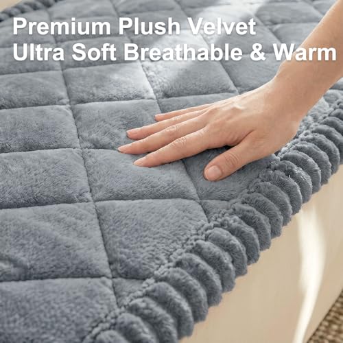 Smiry Fuzzy Couch Cover for Dogs, Non Slip Washable Pet Sofa Cover, Scratch Proof Hair Resistant Plush Sofa Slipcover, Pet Friendly Couch Cushion Protector for Cat, Grey, 27.6" x 59" Smiry