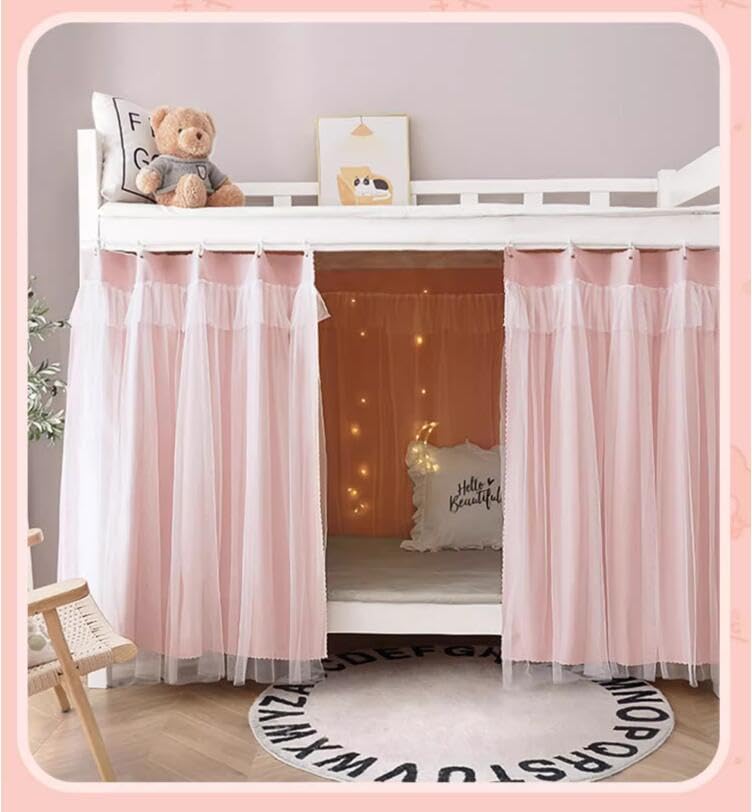 Navhao 2 Panels,Dorm Home Solid Thicken Bunk Blackout Bed Curtains Cloth Bed Canopy Men Women Single Sleeper, Pink Navhao