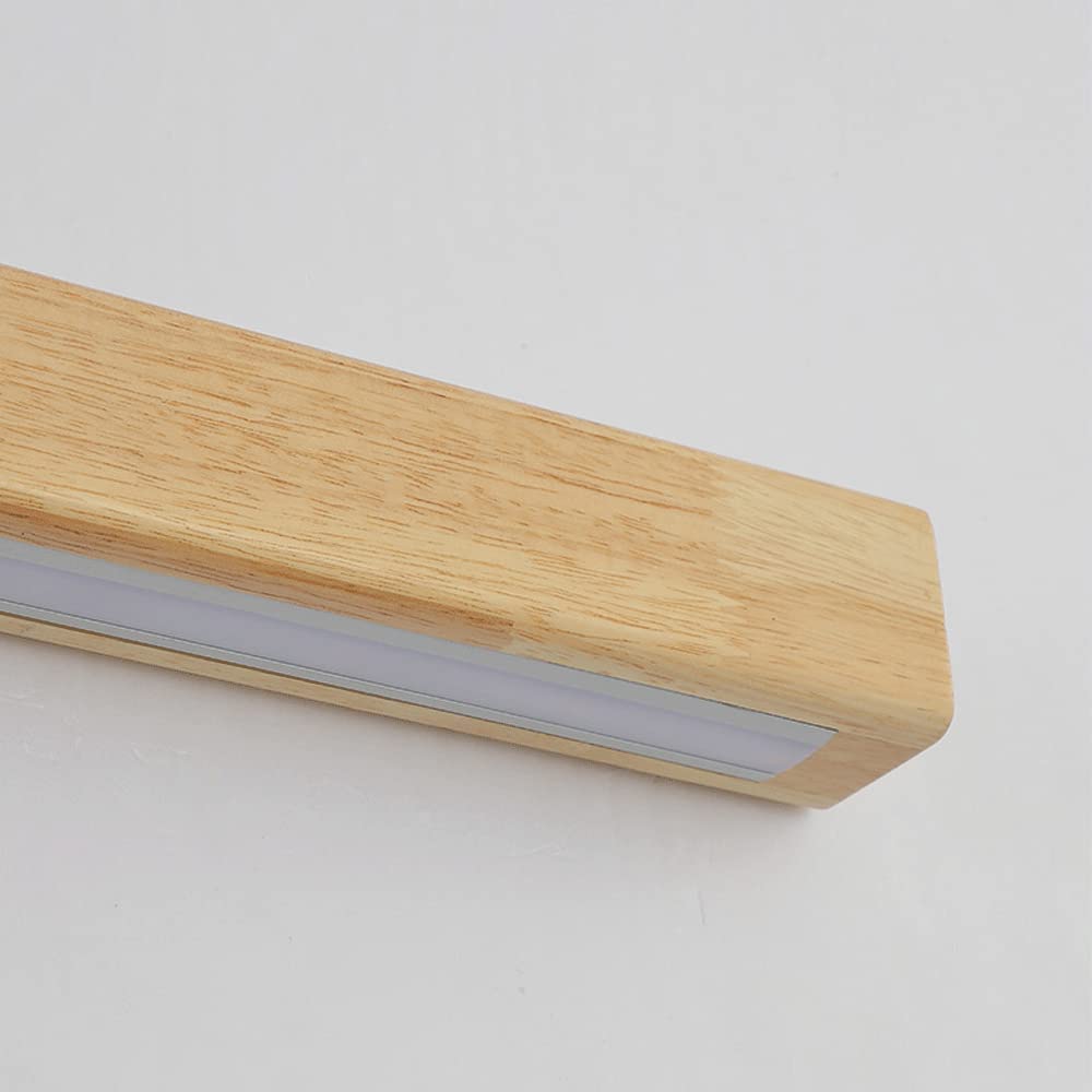 GLIDAX Minimalist Linear Wall Sconce LED Wooden Wall Light for Mirror Warm 3000K 24W Wall Light Long Strip Vanity Wall Lighting Fixture Solid Wood Sconces for Living Room Bedroom Decor GLIDAX