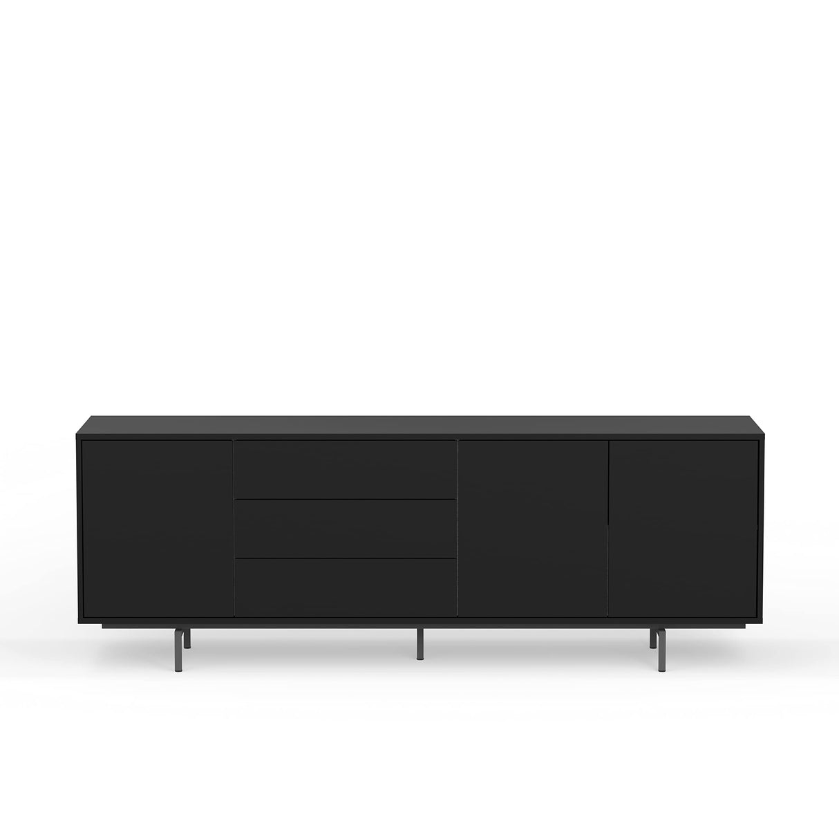 Glenwillow Home Atlas 78" x 28" Highboy Modern TV Stand Cabinet and Sideboard - Black Frame, Black Door/Drawers, Black Base Glenwillow Home