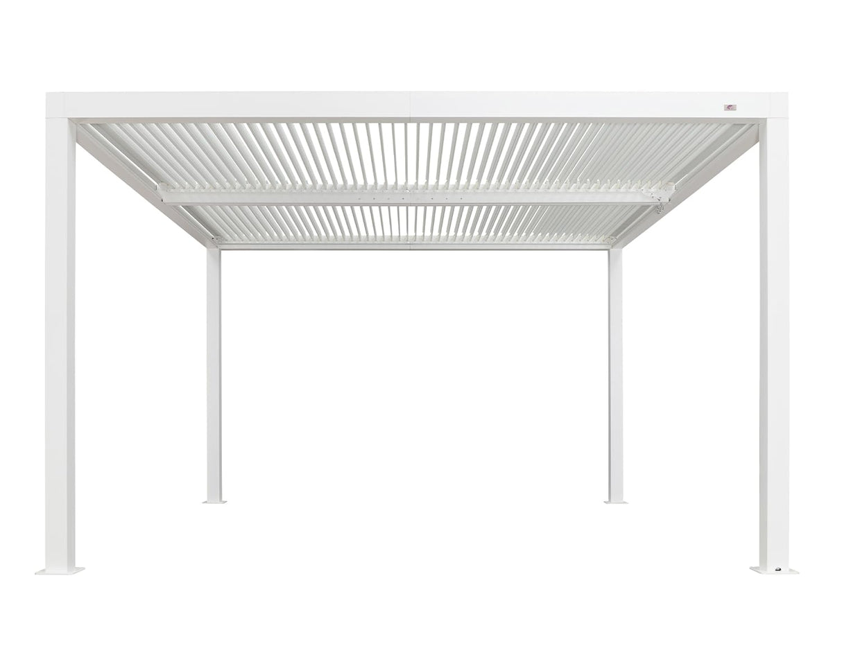 PURPLE LEAF Outdoor Louvered Pergola 12' x 12' White Aluminum Pergola Modern Shade Gazebo with 2 Independently Adjustable Rainproof Hardtop for Patio Garden Yard PURPLE LEAF