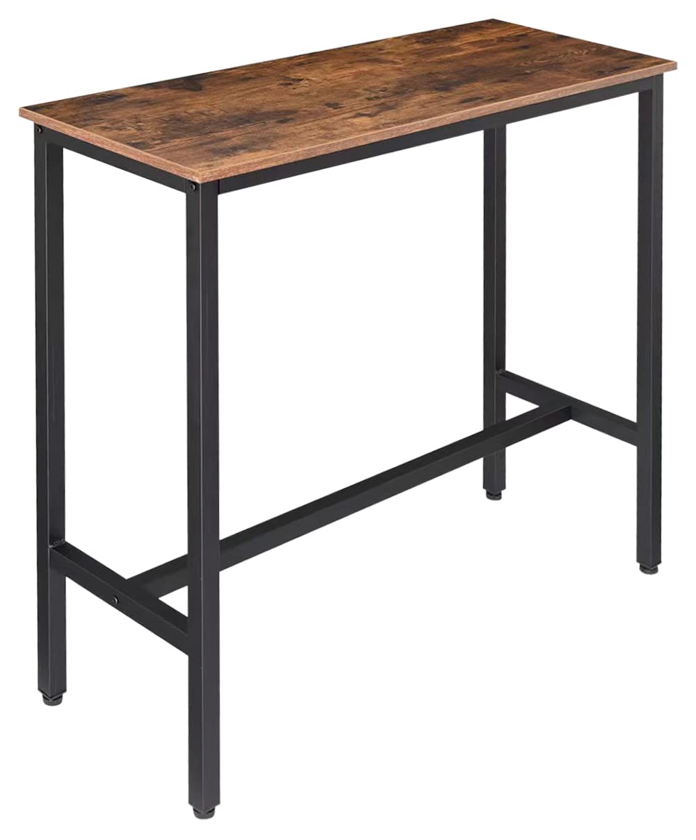 RokiaTek 39" Rustic Brown Bar Table - Versatile Narrow Pub Height Dining Table with Sturdy Metal Frame RokiaTek