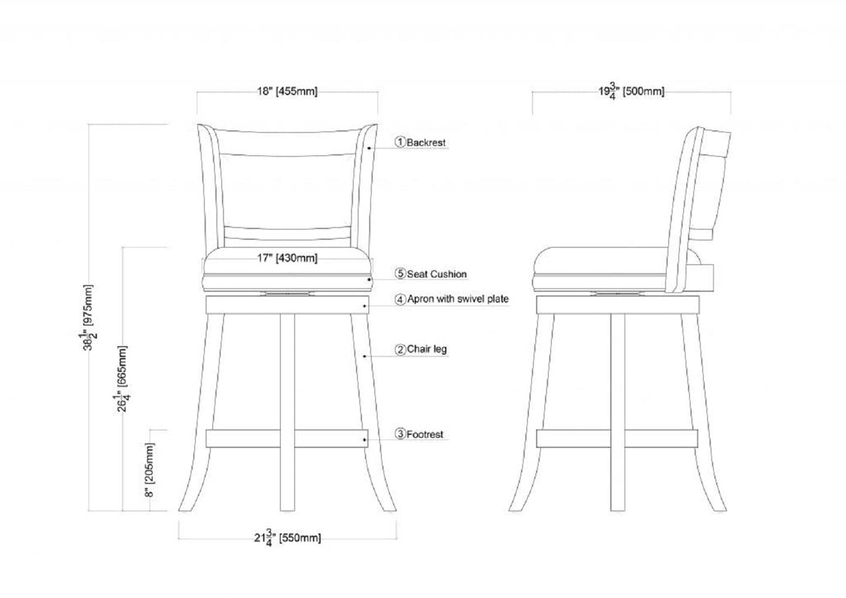 Boraam Augusta Counter Height Swivel Stool, 24-Inch, 1-Pack, Cherry Boraam