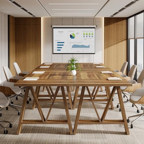 Tribesigns 5.3ft Conference Table for 4-6 People, Rectangular Conference Room Table with Sturdy Legs, Farmhouse Wooden Meeting Table for Office, Rustic Brown Tribesigns