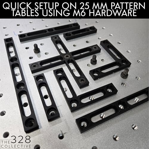 Laser Engraver Fence Kit for Galvo Lasers – 8 Piece Fixture & Guide Set with 6mm Bolts, Fits 25mm Pattern Tables Generic
