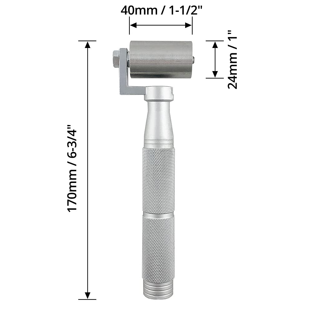 QWORK 1.5" Stainless Steel Home Wallpaper Seam Roller Wall Paper Construction Tool Seam Flat Roller Paint Tool QWORK
