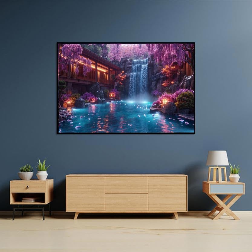 pchmcu 5D Large Waterfall Diamond Painting Kits for Adults,DIY Full Drill Crystal Rhinestone Crafts,Art Mountain Painting with Diamond Home Wall Decor 27.5 X 15.7inch pchmcu