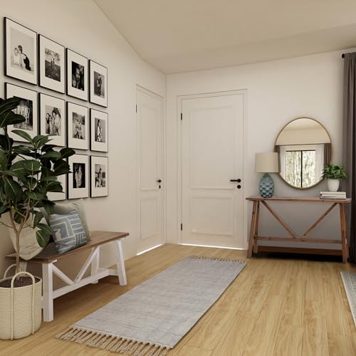 Wnutrees 43" Farmhouse Wood Bench, Narrow Bench, Long Bench Seat for Entryway, Living Room, Dining Room, Solid Wood, White Wnutrees