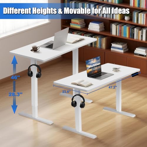 Whole Piece Standing Desk with Wheels Adjustable Height- Mobile Stand up Desk with Lockable Casters, Portable Sit Stand Desks Electric for Home & Office Workstation iWkstation