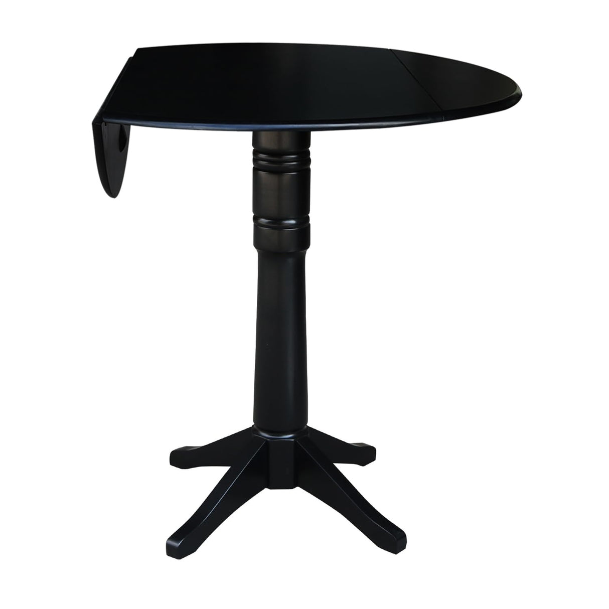 IC International Concepts 42" Round Dual Drop Leaf Pedestal, 42.3" H Dining Table, Black IC International Concepts