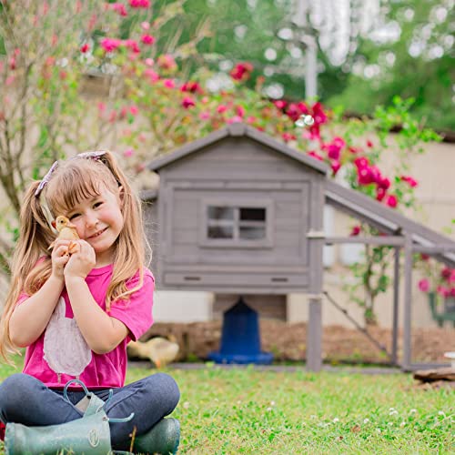 Aivituvin Wooden Chicken Coop Hen House, Outdoor Large Rabbit/Bunny Hutch, Small Animal Cage (Grey) Aivituvin