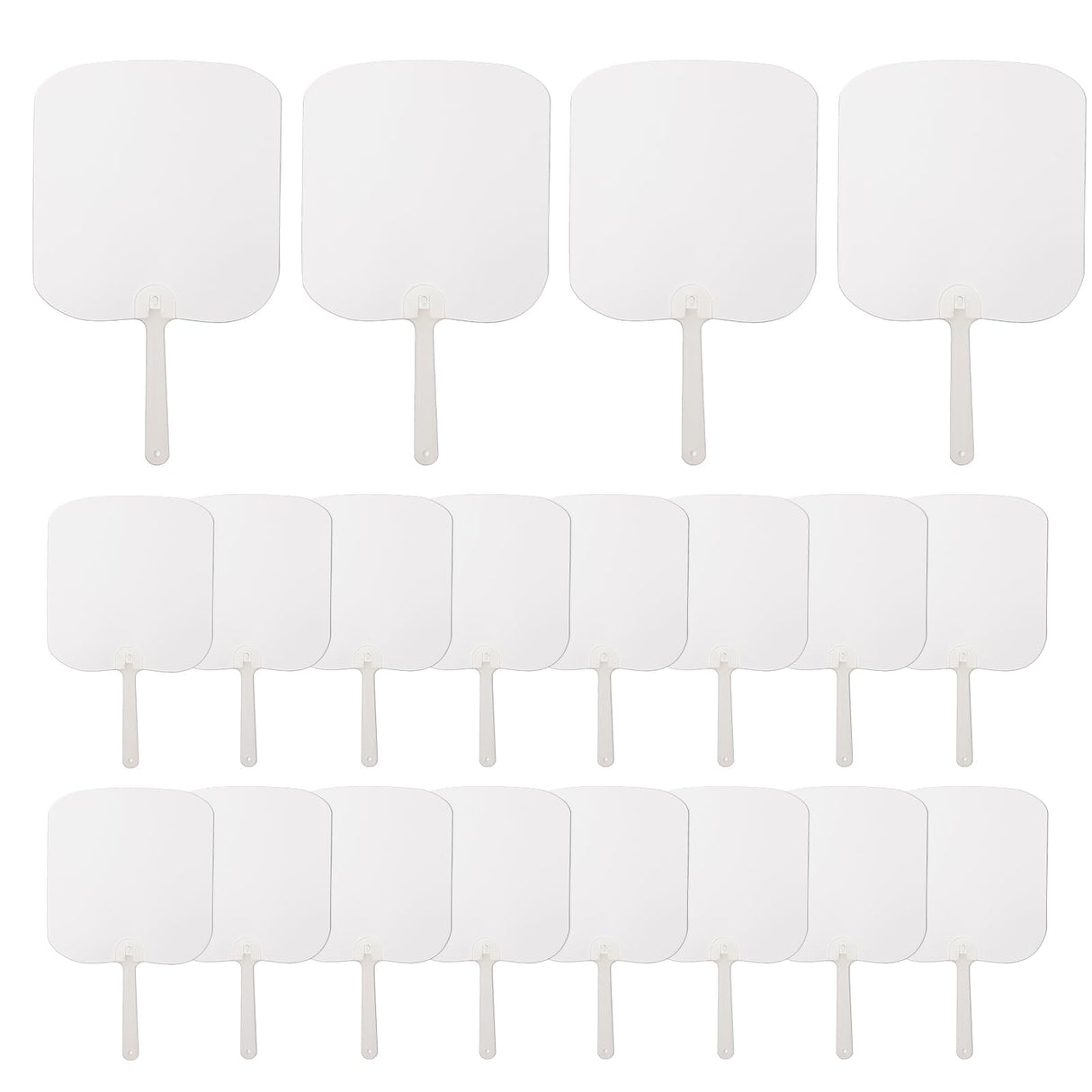 PYD Life 20 Pack Sublimation Church Fans Handheld Set Blanks Bulk 7" x 6.7" Paddle Plastic Double-Sided Printable Fans with 5" Frosted Plastic Handle for Favor Party Decoration PYD Life