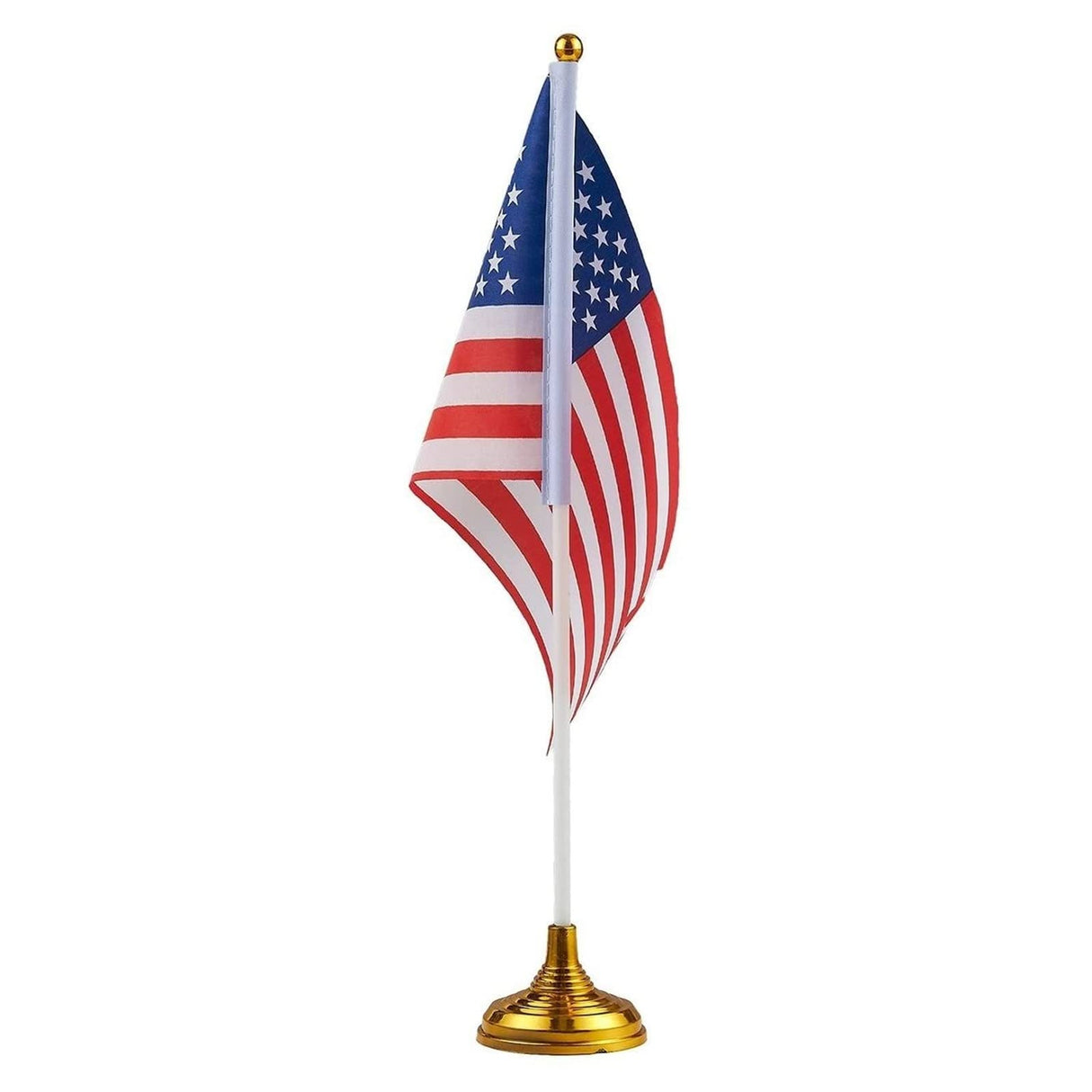 12-Pack Mini American Flags with Stand Base for Desk, Veterans, 4th of July, Memorial Day Small Miniature USA Desktop Centerpiece for Patriotic Home Office Table Party Decorations Juvale