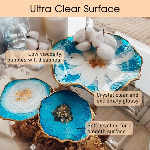 JDiction 1 Gallon Epoxy Resin, Clear Casting Self-Leveling Resin, Low Viscosity Bubble-Free Resin and Hardener Kit for Jewelry Making, Resin Flowers, Coasters, Table Top and Wood Crafts JDiction