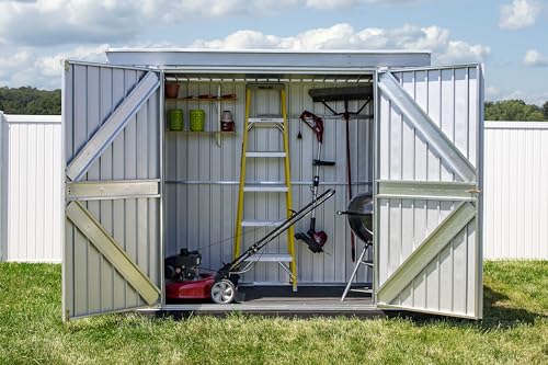 Arrow Shed Elite 6' x 4' Tall Outdoor Steel Storage Shed with High Gable and Lockable Doors Storage Building with Pent Roof, Anthracite Arrow