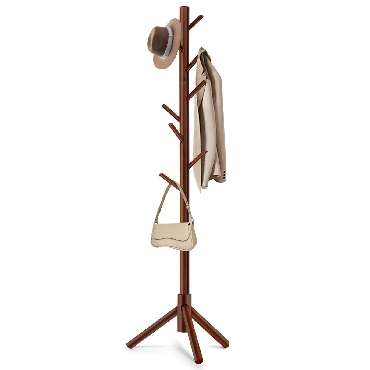 WANGMUXIA Coat Rack, Freestanding Coat Rack with 8 Hooks and 3 Adjustable Size Tree Coat Racks for Bedroom, Hallway, Entrance, Office, for Hats, Coats, Scarves, Handbags WANGMUXIA