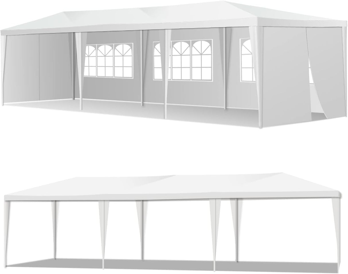 10'X30' Outdoor Gazebo, Canopy Tent Heavy Duty Wedding Party Tent with 8 Removable Sidewalls for Outdoor Wedding, BBQ, Camping, Backyard, Tents for Parties NChanmar