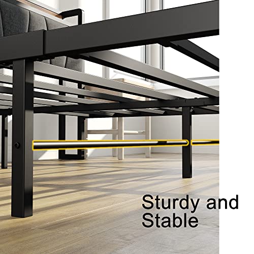 LIKIMIO Vintage Brown and Grey Queen Bed Frame with Storage Headboard and Charging Station LIKIMIO