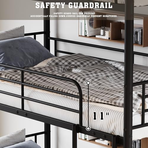 Bellemave Twin Triple Bunk Bed for 3, bunk Bed for 3 Person, 3 bunk beds for Kids/Adults/Teenagers, Black Split into 3beds Bellemave