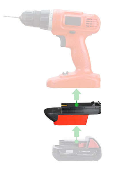 X-Adapter 1x Adapter Only Fits Black & Decker Old 18v Cordless Tools Compatible with Milwaukee M18 Red Lithium Batteries - Adapter Only