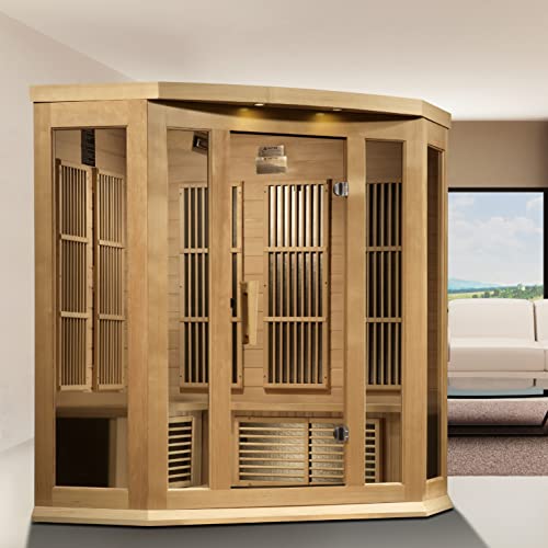 DYNAMIC SAUNAS Maxxus MX-K356-01 Elite 3-Person Corner Near Zero EMF (Under 2 MG) FAR Infrared Sauna, (Canadian Hemlock) Curb Side Delivery DYNAMIC SAUNAS