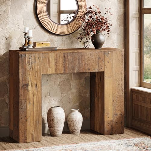 Tribesigns 39'' Farmhouse Console Table, Narrow Sofa Entryway Table with Drawer, Small Wooden Entrance Table for Living Room, Hallway, Foyer, Distressed Brown Tribesigns