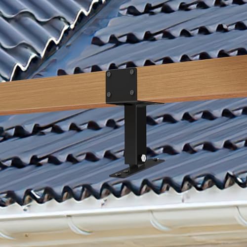 JEXALINE 3Pcs Roof Riser Brackets Kit,Pergola Roof Riser Beam Bracket,Heavy Duty Roof Mount Pergola Brackets, Roof Bracket Kit,Adjustable Saddle Roof Riser Post for Gazebo Pergola-Includes Screws… JEXALINE