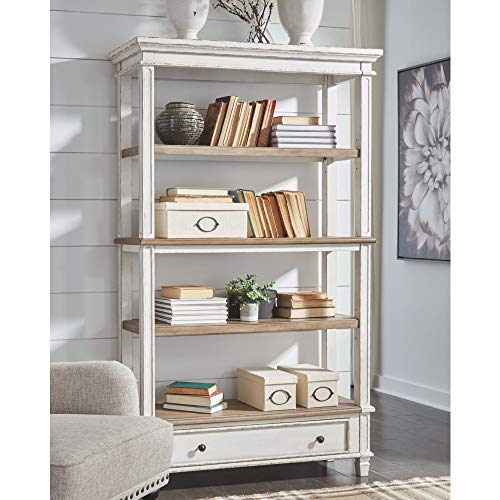 Signature Design by Ashley Realyn French Country 75" Bookcase with Drawer, Chipped White Signature Design by Ashley
